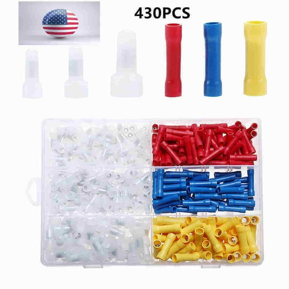 430PCS Electrical Wire Connectors Closed End Wire Crimp Connector Butt Connector