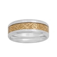 thumbnail image 3 of Mens Stainless Steel Gold-Tone IP Filigree Wedding Band - Mens ring, 3 of 4