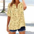 thumbnail image 2 of GERsome Women's Short Sleeve T Shirts Button V Neck Tops Casual Floral Tees Lightweight Soft Loose Fit Summer Shirts, Sizes S-2XL, 2 of 5
