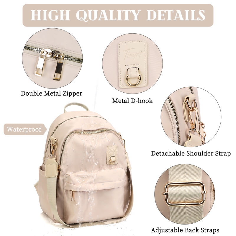 Tinyat Backpack for Women Shoulders Bag Convertible Ladies Bags Waterproof for Concert and Daily Use