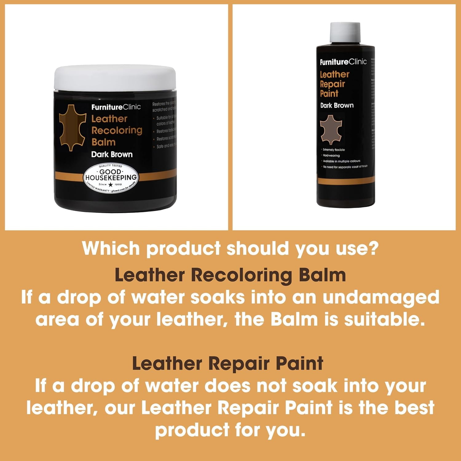 Furniture Clinic Leather Complete Restoration Kit | with Leather Recoloring Balm, Cleaner, 2-in-1 Protection Cream & Conditioner, Sponge, and Cloth | Repair Kit for Furniture (Black)