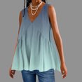 thumbnail image 2 of Plebaso V Neck Tank Tops for Women Gradient Color Ruffle Shirts Flowy Sleeveless Womens Summer Blouses, 2 of 5