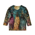 thumbnail image 4 of Abcomgle Girls Halloween Shirts Size 6 Spooky Witches Gathering Graphic Shirts for Kids Crewneck 3/4 Sleeve T-Shirts for Girls Fall Funny Scary Tee Top Girls, 4 of 4