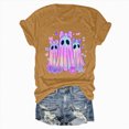 thumbnail image 4 of TOWED22 Halloween T Shirt Women Crew Neck Short Sleeve Awareness Ribbon T Shirts - Bow Ghost Graphic Print Loose Top Funny Fashion Clothes(Yellow,XXL), 4 of 5