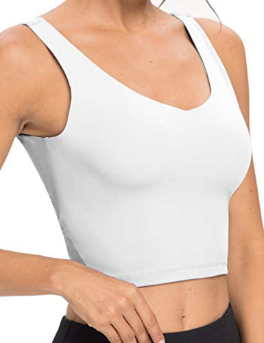 oyioyiyo Womens Padded Sports Bra Longline Medium Support Yoga Bra Workout Running Fitness Tank Top