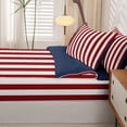 thumbnail image 5 of Manfei Red White Stripes Zipper Twin Comforter Sets with Fitted Sheet and 2 Pillowcases,Modern Geometric Zipper Bedding Set,Navy Blue Reversible,4pcs, 5 of 8