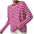 thumbnail image 2 of Lilgiuy Women's Comfortable Stripe Long Sleeve Round Neck Sweater Top for Beach Hawaiian, 2 of 4