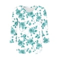 thumbnail image 3 of Pounoo Womens Summer Tops V Neck Retro Floral Print 3/4 Sleeve Tops for Women Casual Loose Tee Shirts Beach Vacation Outfits Gift, 3 of 6