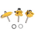 thumbnail image 1 of Juego de 3 brocas para enrutador de paneles elevados y rieles para puertas de marcos de carpintería con vástago de 1/4 pulg., 1 of 14