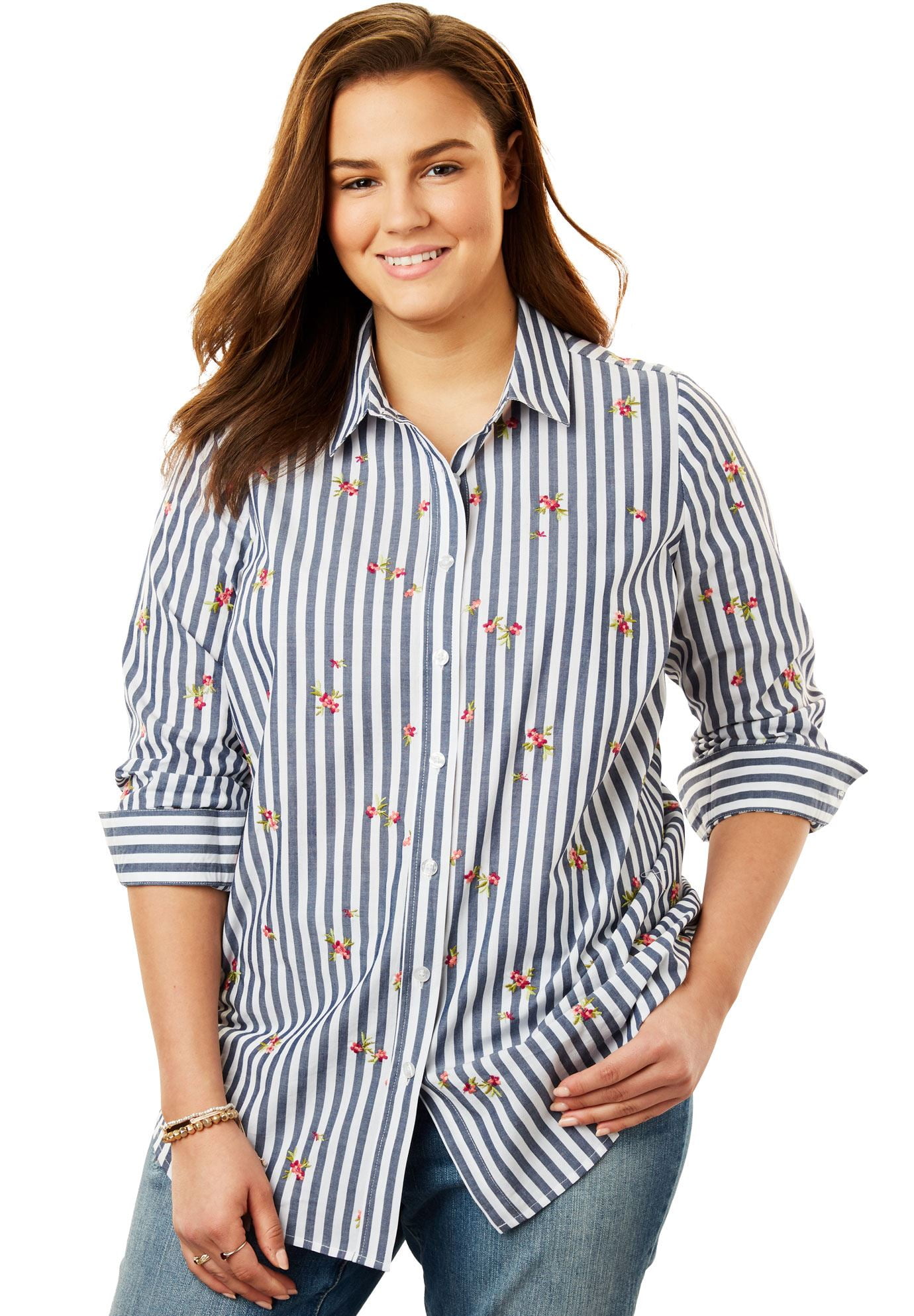women's plus size button down dress shirts
