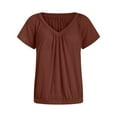 thumbnail image 5 of TTUHYWXI Women's Casual Summer T Shirts Short Sleeve V Neck Tops Tshirts (Brown, M), 5 of 5