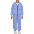 thumbnail image 4 of OGLCCG Boys 2 Piece Sweatsuit Sets Zip Up Athletic Hoodie Jacket and Joggers Lightweight Long Sleeve Fleece Sportswear Set with Pockets 3-15 Years, 4 of 6
