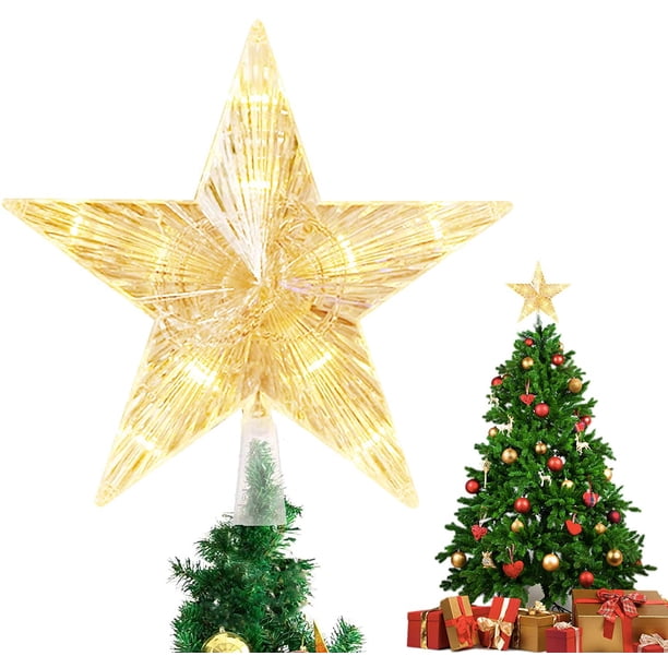 Estrella del árbol de Navidad, luces de adorno, brillo superior del árbol de Navidad, lámpara de la copa del árbol, estrellas iluminadas, estrellas brillantes, decoración superior del árbol de Navidad Namotu LKX-2066-2
