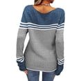 thumbnail image 4 of Women Autumn Winter Colorblock Pullover Sweaters Round Neck Striped Slim Fitting Knitwear Tops, 4 of 9