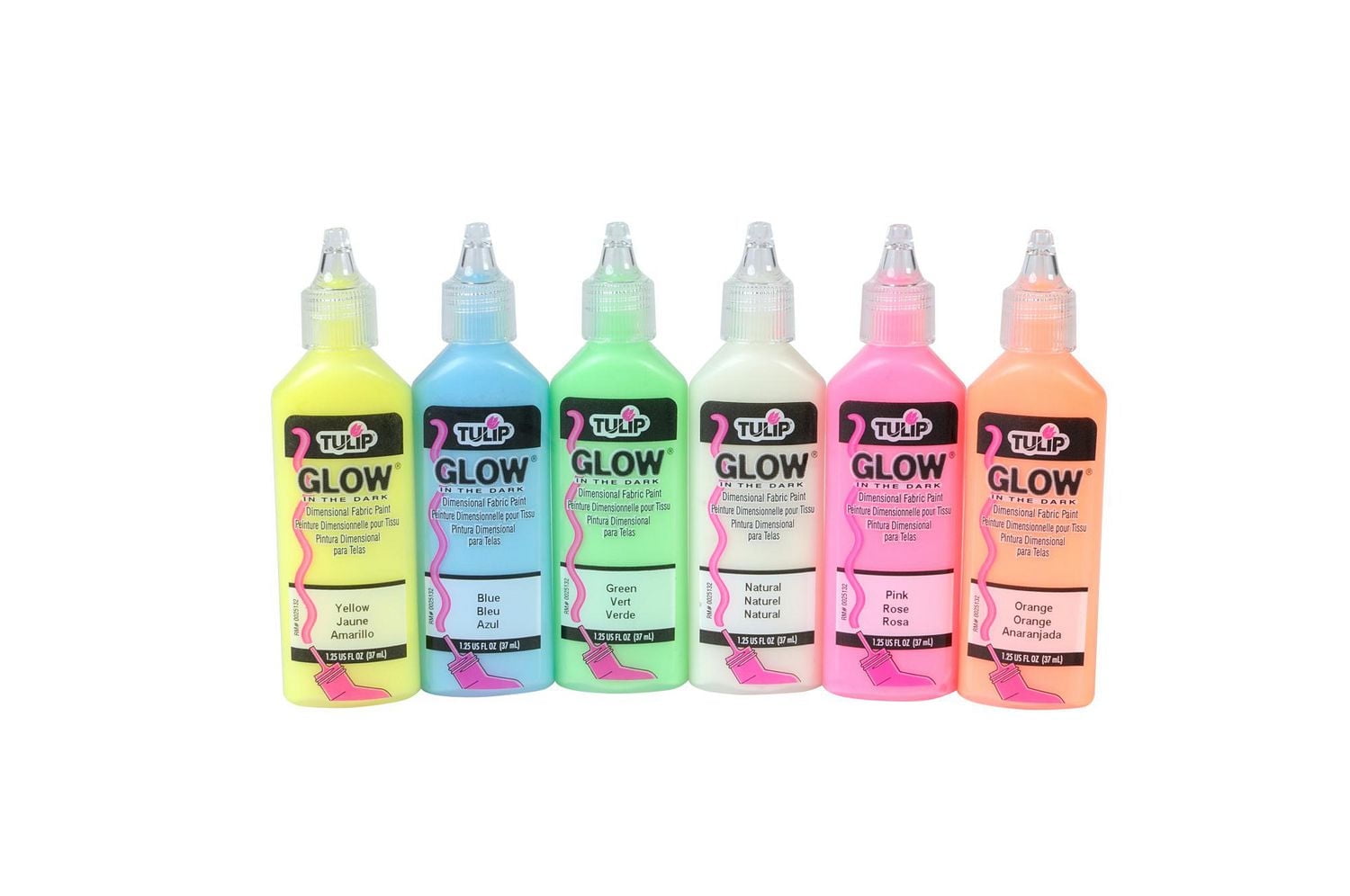 Tulip 1,25 fl oz Peinture dimensionnelle pour tissu 6 Pack Glow In The Dark Peinture textile dimensionnelle