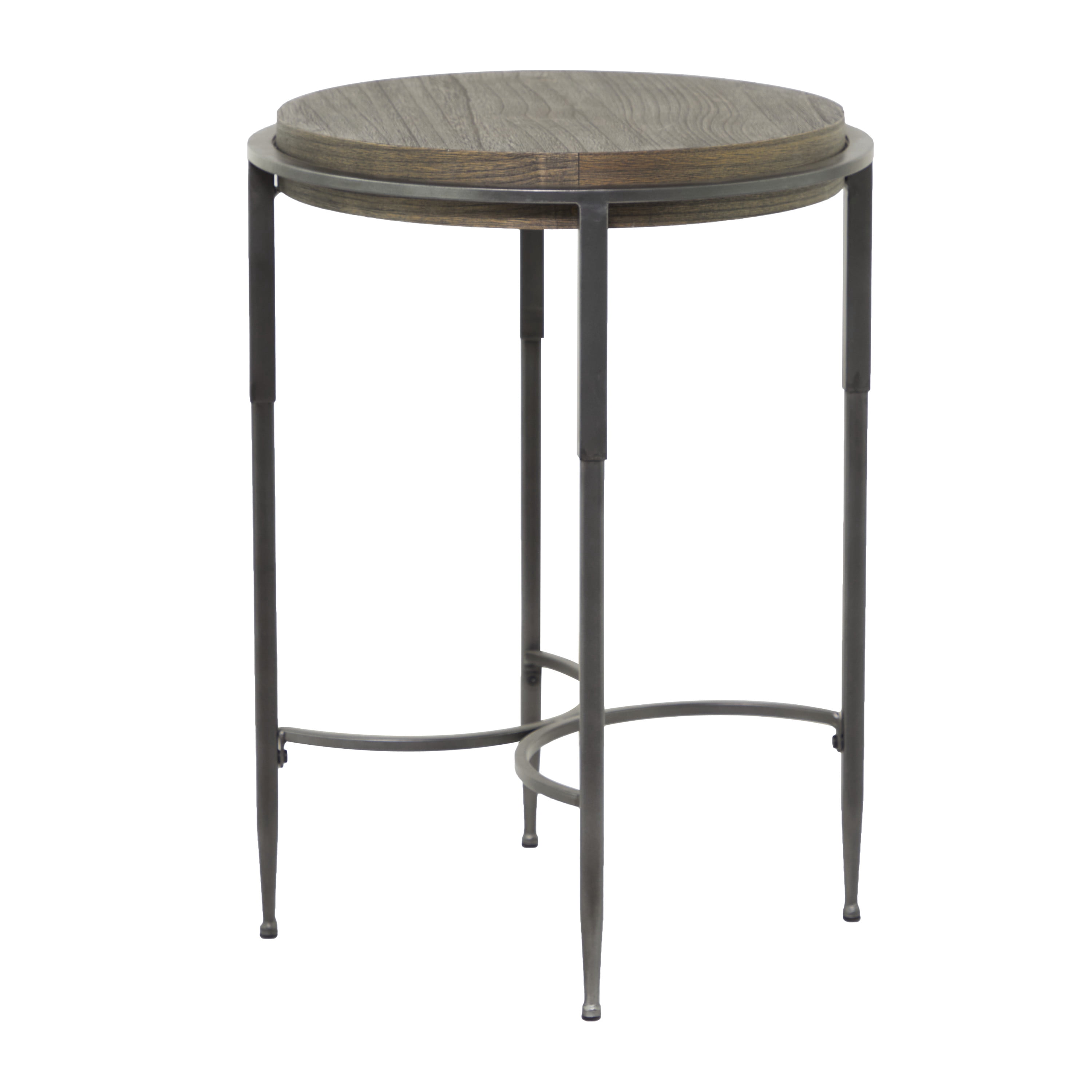 DecMode 18" x 25" Gray Metal Accent Table with Brown Wood Top, 1-Piece