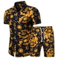 thumbnail image 2 of KOMOO Men Floral Beach Outfit Short Sleeve Button Hawaiian Shirts Shorts Tracksuit Sweatsuit, 2 of 6