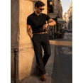 thumbnail image 4 of Dressy Two Piece Set for Knitted Short Sleeve Shirt & Pants Business Casual Office Outfit Spring Summer 2 PC Sets Black 2XL, 4 of 7