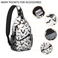 thumbnail image 2 of Sling Backpack,Halloween Bat Pattern Sling Bag with Water Bottle Holder,Waterproof Sling Bag for Men/Women with Headphone Jack for Hiking,Travel, 2 of 6