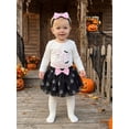 thumbnail image 4 of Loicainy Infant Baby Girl Halloween Clothes Set 3 6 9 12 18 Months Print Long Sleeve Romper Tulle Skirt Headband 3 Pcs Outfits, 4 of 9