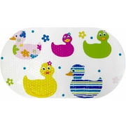 Splash Home Bill Duck PVC Bathtub Mat, Non-Slip W/ 58 Suction Cups 15x27 - Multi