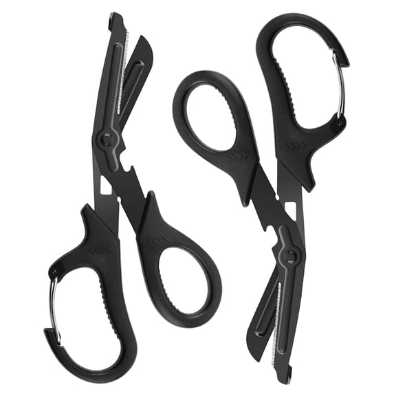 TICOZE 2 PACK Trauma Shears - Bandage Scissors for Nurses, 7.5" Fluoride Coated Non-stick Blades Stainless Steel Nursing scissors for Doctor, Nurses, Nursing Students,Black