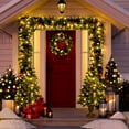 thumbnail image 2 of 3pcs Pre-lit Christmas Decoration Set, 2 Packs 4''Christmas Entrance Trees and 9' Garland, Green Artificial Xmas Decorative Set for Door Fireplace W/Warm Lights, 2 of 10