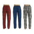 thumbnail image 2 of LNFINTDO 3 Pack Pajama Pants for Men Fleece Pajama Pants Plaid Pajama Pants Bottoms Soft Comfy Warm Pj Loungewear Sleep Pants, Red & Blue & White Black Plaid, Large, 2 of 7
