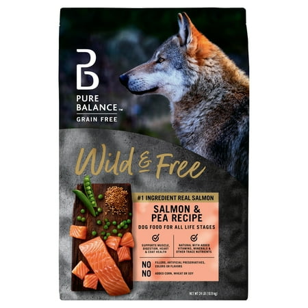 Pure Balance Wild & Free Grain-Free Salmon & Pea Recipe Dry Dog Food, 24 lbs