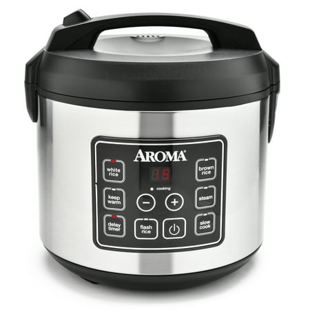 Aroma Stainless Steel 20 Cup Programmable Rice Cooker & Steamer, 4 (Best Rice Cooker Steamer)