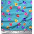 thumbnail image 1 of Soimoi Cotton Duck Fabric Dot,Leaves & Periwinkle Floral Decor Fabric Printed Yard 42 Inch Wide, 1 of 1