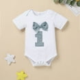 thumbnail image 4 of Nrmvnmi Baby Boy One 1st Birthday Outfits Short Sleeve Round Neck Bow Tie Romper & Strap Shorts 2 Pcs Cotton Set, 4 of 9