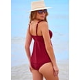 thumbnail image 3 of Bañador Tankini Aleumdr para mujer con control de barriga, color burdeos, 3 of 7