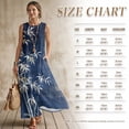 thumbnail image 7 of Xixirimido Tree Leaves Blue Print Summer Dresses for Women Linen-like Flowy Casual Sleeveless Maxi Dress Beach Vacation Sundresses with Pockets, XX-Large, 7 of 7