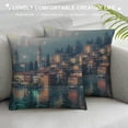 thumbnail image 3 of PRATYUS Italian Throw Pillow Cushion Cover, Summer Village by The Mediterranean Sea with Yacht Boats Idyllic Town Panorama, Decorative Square Accent Pillow Case White, 3 of 5