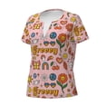 thumbnail image 2 of Naloa Retro 70s Hippie Print T-Shirts Short Sleeve V Neck Tees for Women Fashion Tops Trendy Lightweight Soft Casual Summer Outfits Clothes, 2 of 5
