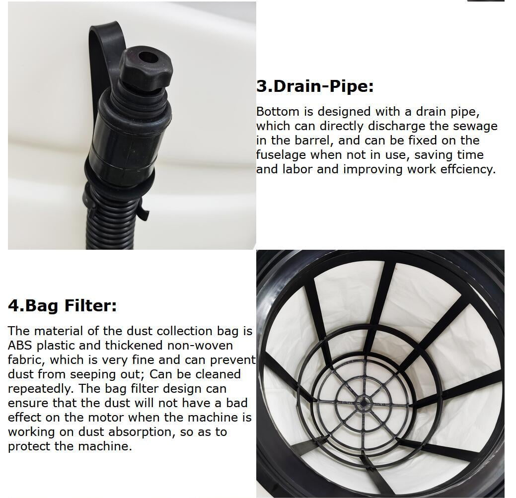 90L Vacuum Cleaner Suction Machine Industrial Wet Dry Dual-Purpose 110V