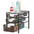 NEX Stackable 3Tier Sliding Basket Organizer, Brown