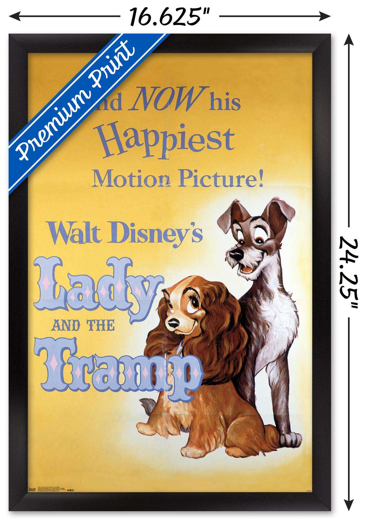 Disney Lady and The Tramp - One Sheet Wall Poster, 14.725" x 22.375", Framed