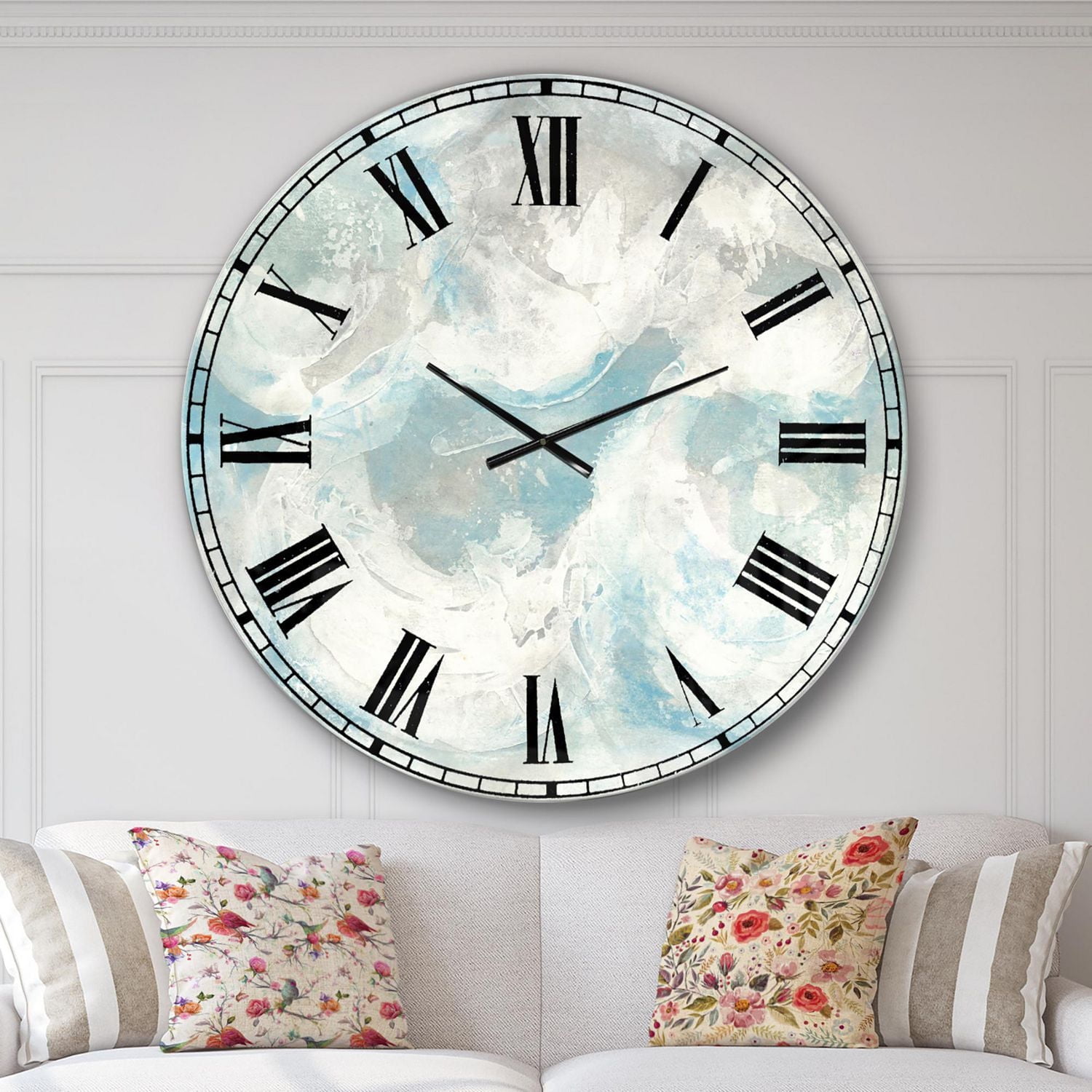 Designart Nuance bleu pâle IV horloge murale