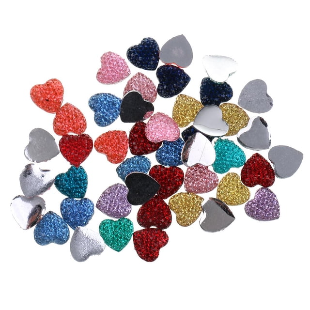 50 XRhinestones Heart Flatback Appliques Botones de decoración Manualidades de bricolaje