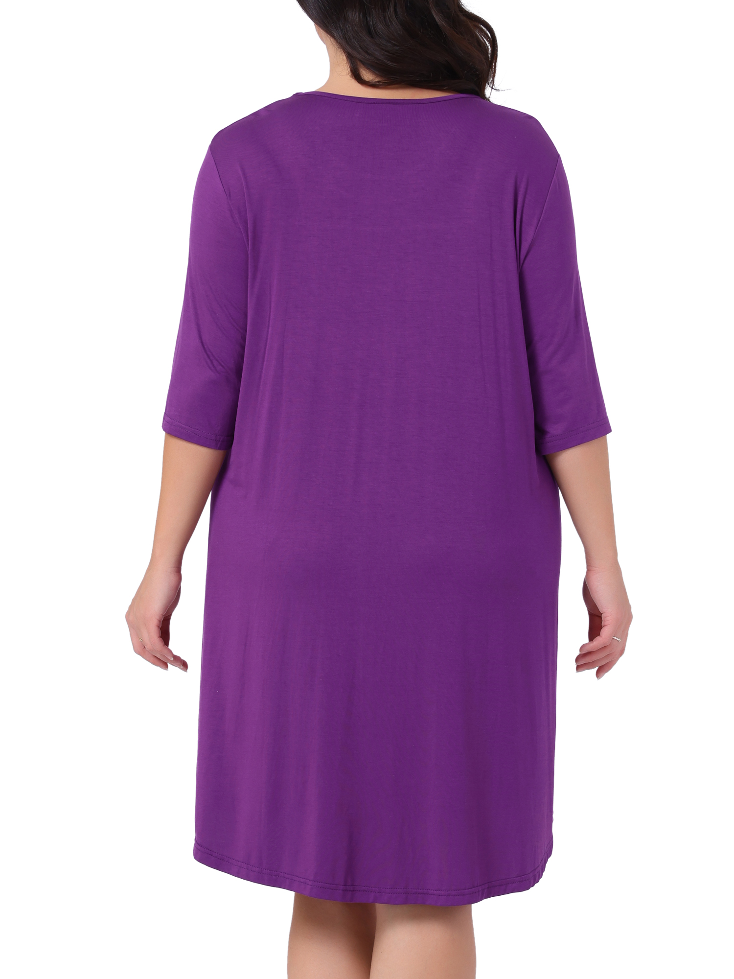 DARING DIVA Women's Plus Size 3/4 Sleeve Lace Crew Neck Comfy Nightgown 3X Purple