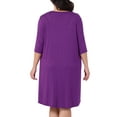 thumbnail image 4 of DARING DIVA Women's Plus Size 3/4 Sleeve Lace Crew Neck Comfy Nightgown 2X Purple, 4 of 6