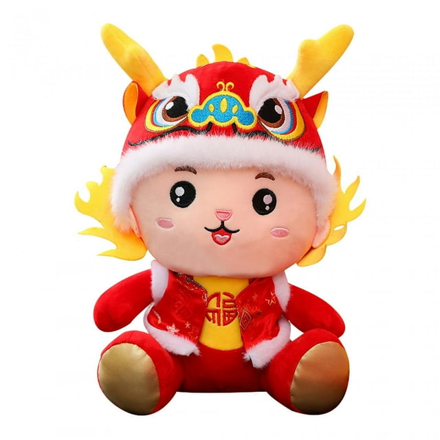 Muñeco de dragón de peluche de dragón, muñeco de peluche de dragón chino 2024, juguete de dragón de año Nuevo para restaurante, regalo de cumpleaños 20 centímetros