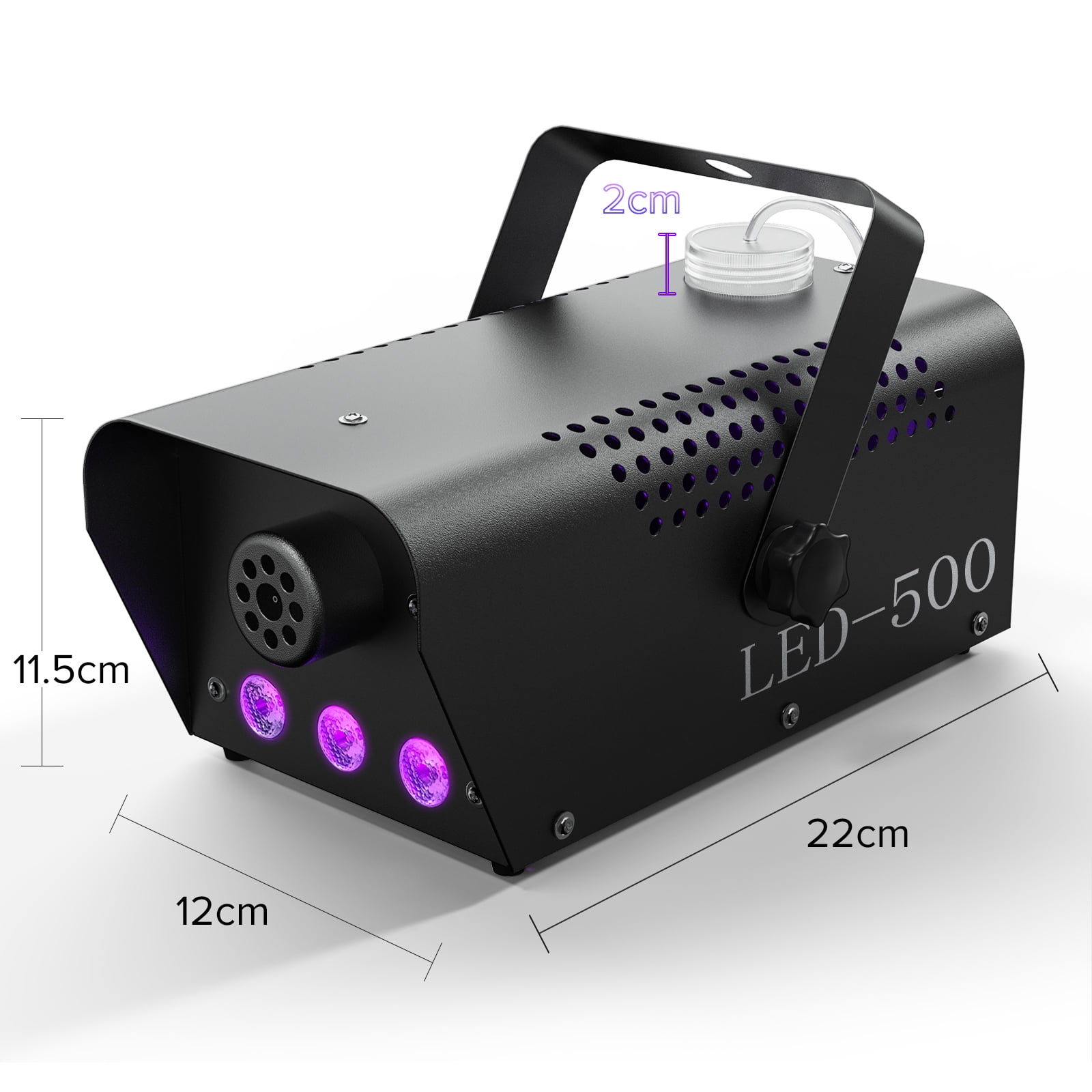 Fog Machine, 500W Fog Smoke Machine with 3 LED Lights for Wedding Halloween Christmas Party Stage Effect