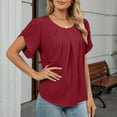 thumbnail image 6 of yillto Women Short Sleeve Blouse Crewneck Pleated Business Casual Tops Summer Work Office Dressy Shirts, 6 of 7