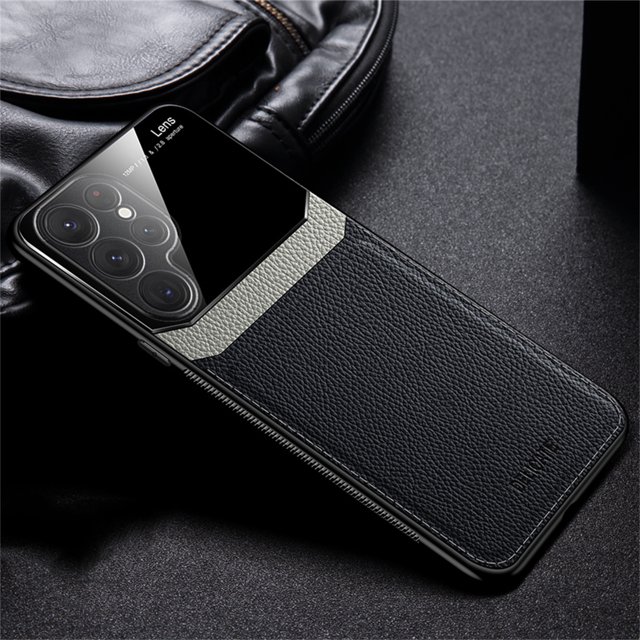 for Samsung Galaxy S23 Ultra,Premium Leather Case Camera Lens Protection Slim Lightweight Non-Slip Shockproof Protective Cover,6.8" ,Brown