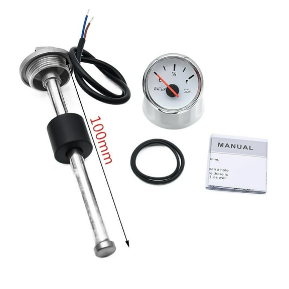 52mm Water Level Gauge  100-600mm Water Level Sensor 0-190 Ohm Fit Boat Car Fuel Level Gauge Meter With Red Backlight 9-32V ,Easy to Install