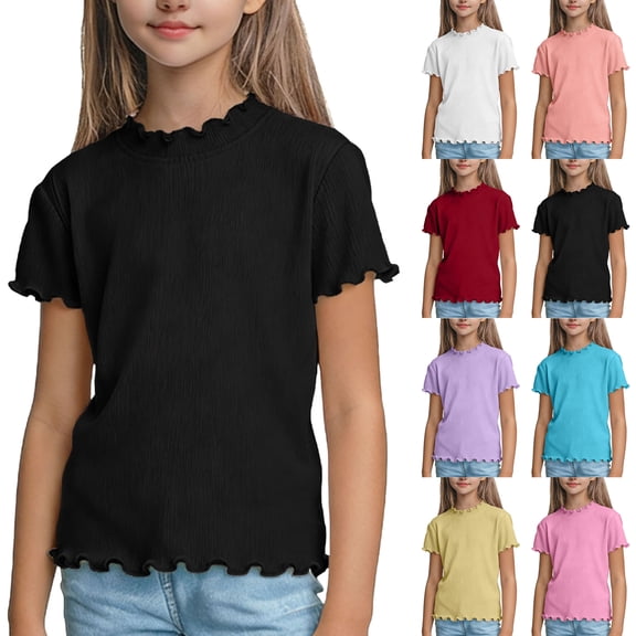 Toddler Girls T Shirts Spring And Summer Girls Shirts Round Neck Toddler Shirts for Girls 3-4Years