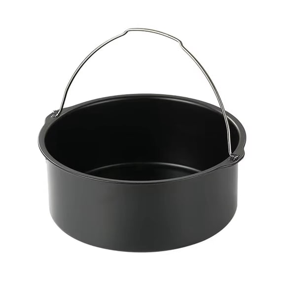 Air Fryer Silicone Pot, Round Reusable Heat Resistant Baking Basket with Handles Replacement Liner for Air Fryer Oven and Microwave, Thickened Non-Stick Dishwasher Safe Accessory, Black